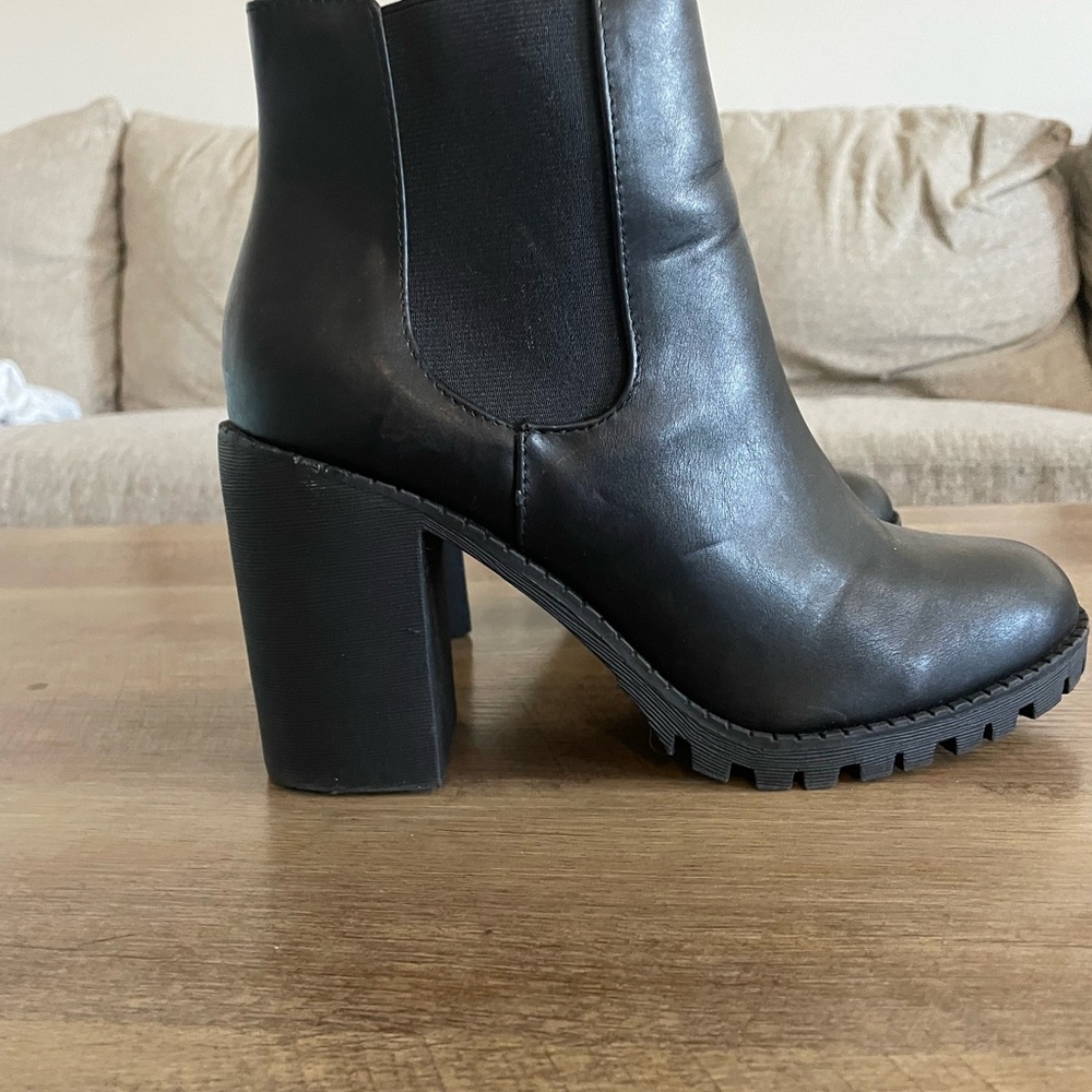 Black Leather Ankle Boots - Picture 5 of 5